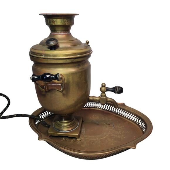 11" Samovar Russian Tula brass antique electric cord Stamped - Picture 2 of 15